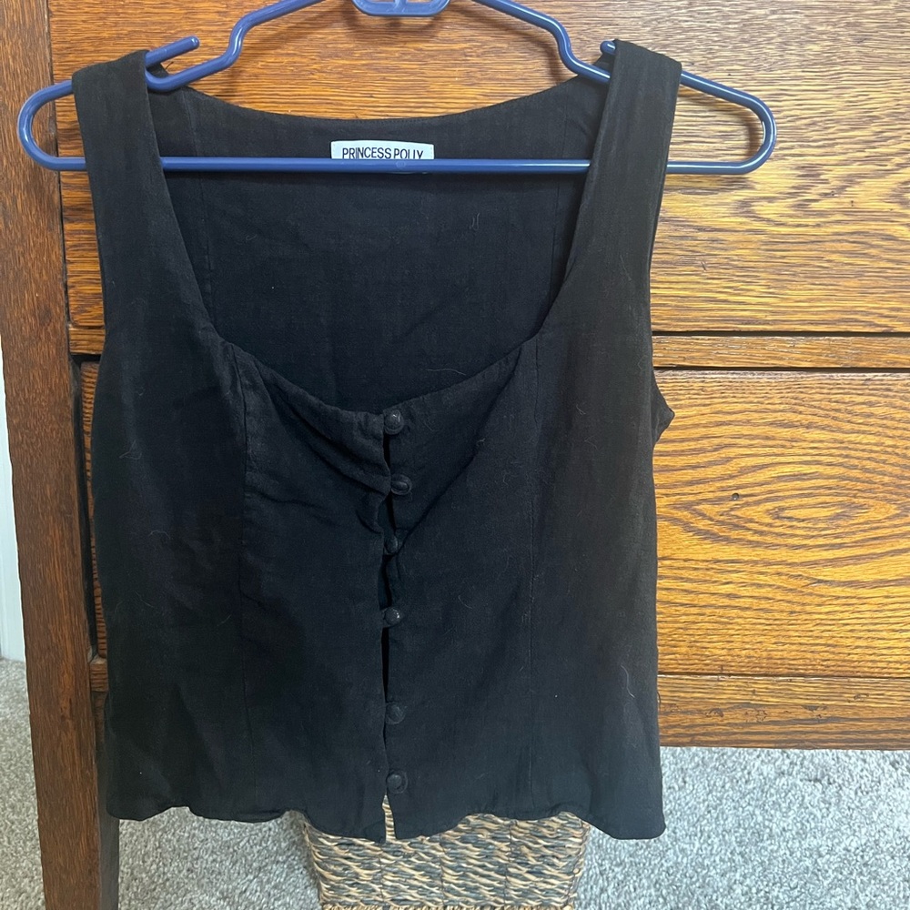 Princess Polly Black Button-Up Women's Top